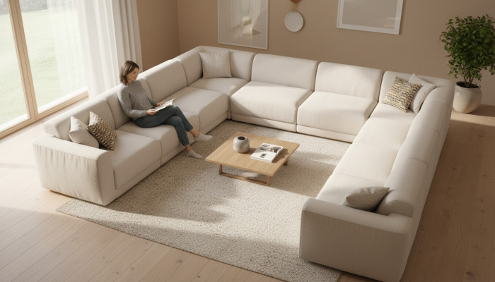 Sofa U-Form Polstersofa Wunnzëmmer Ecksofa Modern Design Wunnlandschaft