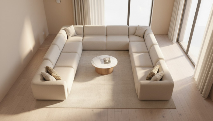 Sofa U-Form Polstersofa Wunnzëmmer Ecksofa Modern Design Wunnlandschaft