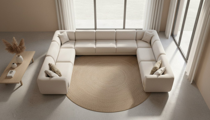 Canapé an U-Form Luxus Wunnzëmmer Stil Modern Polstersofa Textil