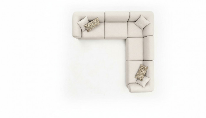 Canapé Eck Beige Wunnzëmmer Sofa Couch L-Form Modern Miwwelen Textil