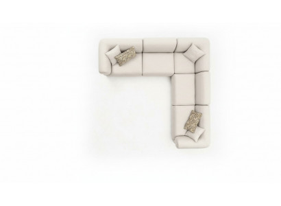 Canapé Eck Beige Wunnzëmmer Sofa Couch L-Form Modern Miwwelen Textil