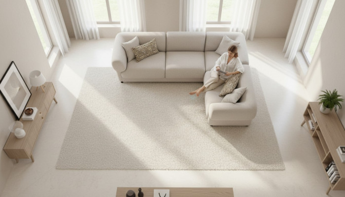 Sofa L-Form Beige Polstersofa Wunnzëmmer Miwwelen Textil Modern Stil