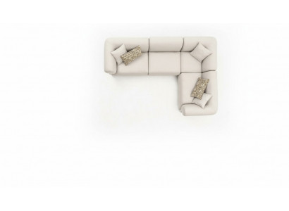 Sofa L-Form Beige Polstersofa Wunnzëmmer Miwwelen Textil Modern Stil