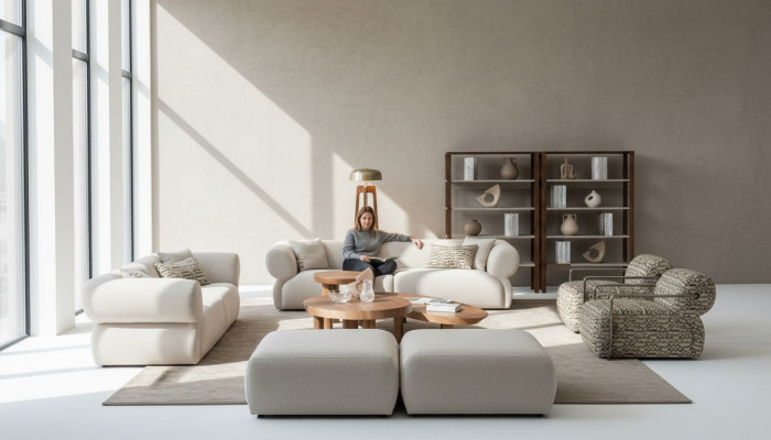 Sofagarnitur 6-deelleg. Wunnlandschaft Setzer Hocker Wunnzëmmer Set Modernen Design