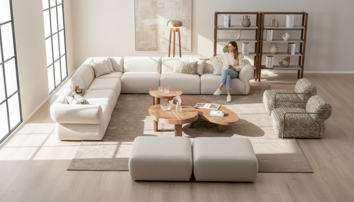 Italienesch Stil Miwwel Ecksofa Eckcouch Wunnlandschaft Eckgarnitur 5 Stéck.