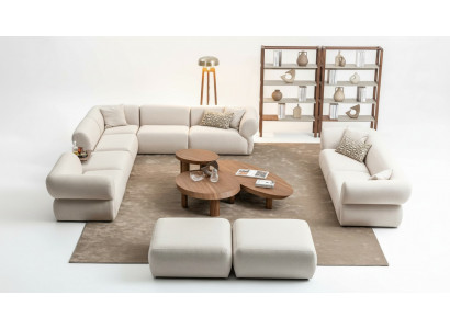 Sofagarnitur Wunnzëmmer Sofa Set L-Form 3 Sëtz Hocker Set Modernen Design