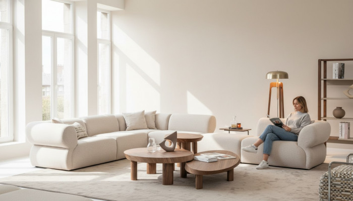 Gemittlechen Eckcouch L-Form Beige Polstersofa Wunnlandschaft Canapé Nei