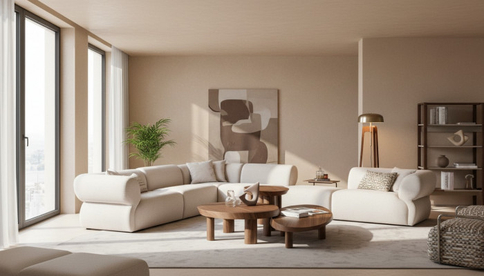 Gemittlechen Eckcouch L-Form Beige Polstersofa Wunnlandschaft Canapé Nei