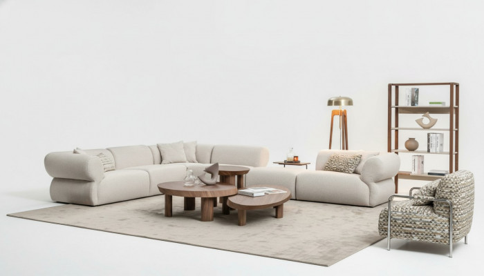 Gemittlechen Eckcouch L-Form Beige Polstersofa Wunnlandschaft Canapé Nei