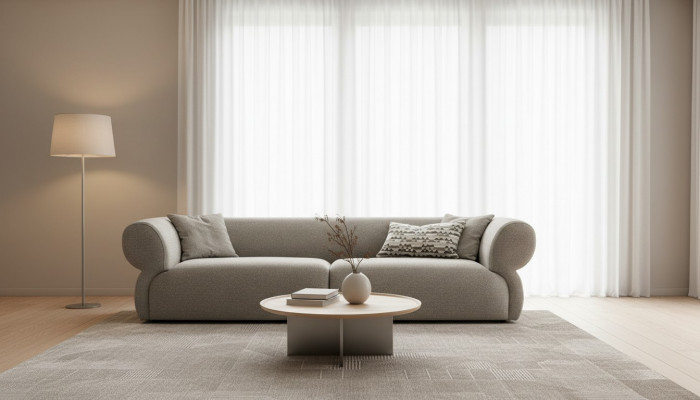 Sofa 3 Sëtzer Beige Sofa Luxus Wunnzëmmer Modern Design Polsterstoff Nei