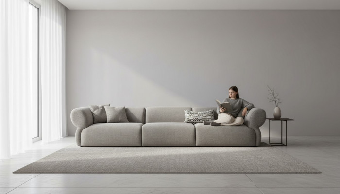 Grousst 5-Sëtzer Stoffs-Sofa mat Premium-Textilbezuch am modernen Stil