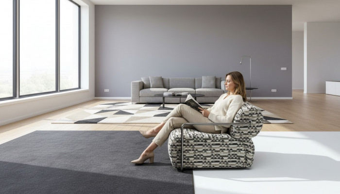 Designer Sëtz Moderner 1-Sëtz Wunnzëmmer Luxus Polster Textil Miwwelen