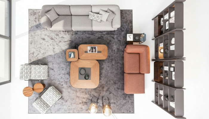 Eckcouchgruppe Polstergrupp Canapé Couch Stoff Wunnzëmmermiwwelen Modern