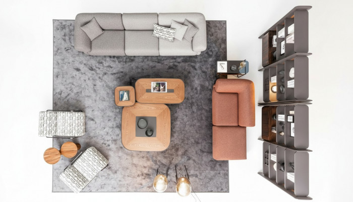 Eckcouchgruppe Polstergrupp Canapé Couch Stoff Wunnzëmmermiwwelen Modern