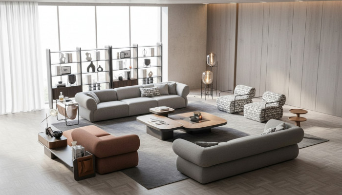 Grouss Sofagarnitur Wunnzëmmer Couch Fënnsëtzer Wunnlanschaft Fauteuil 5 Deeler