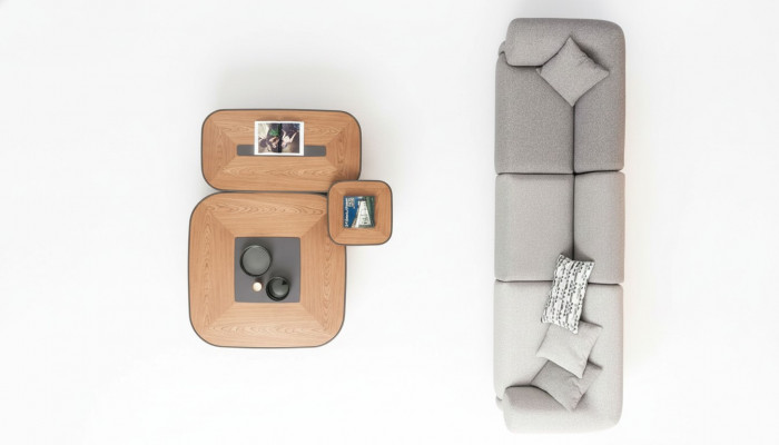 Modern Grey Fënnefsëtz Sofa Wunnzëmmermébel Polstersofa Stil Miwwelen