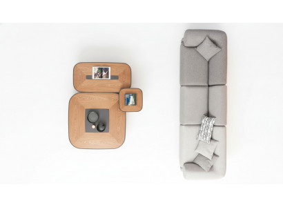 Modern Grey Fënnefsëtz Sofa Wunnzëmmermébel Polstersofa Stil Miwwelen