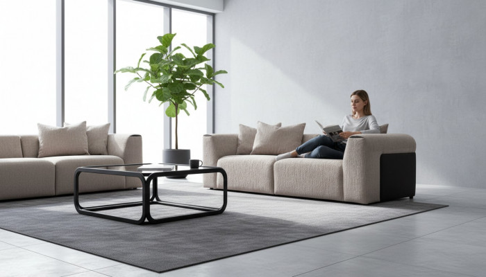 Moderne Canapé Luxus Textil Wunnzëmmer Polsterkanapé Couch 3 Sëtzer Design