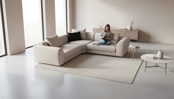 Canapé-Éck beige L-Form Wunnlandschaft Éckcouch Sofa Modern Canapé