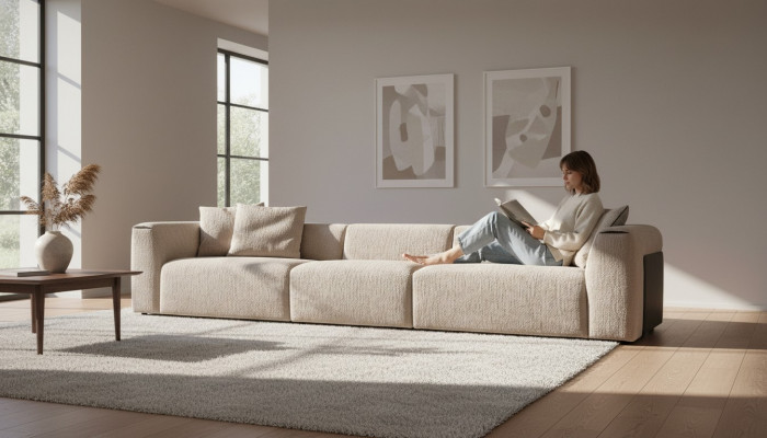 Beige Canapé Wunnzëmmer Polstermiwwel Fënnefseater Designer Luxus Miwwel Nei