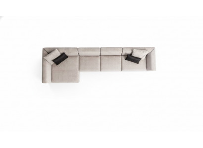 Beige L-förmeg Eckcanapé Wunnzëmmer Couch Textil Designer Modern