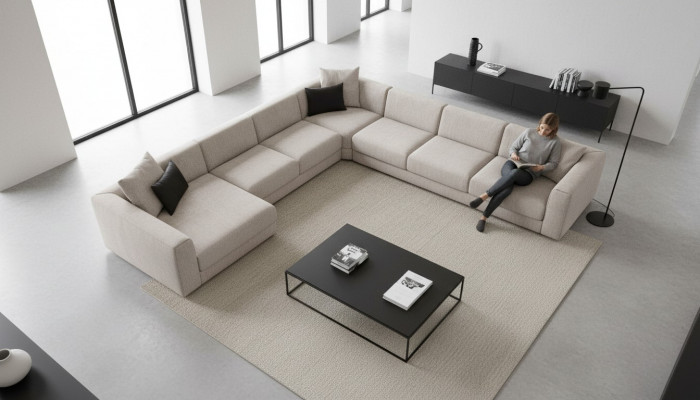 Luxus Eckcouch an U-Form Wunnzëmmer Set Modern Wunnzëmmer Polstersofa Nei