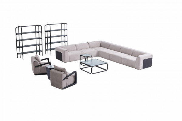 Modern Sofagarnitur L-Form Canapé mat Fauteuil Gro Ecke Canapé Textilsofa
