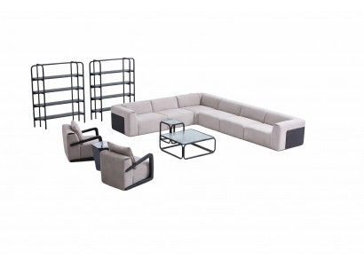 Modern Sofagarnitur L-Form Canapé mat Fauteuil Gro Ecke Canapé Textilsofa