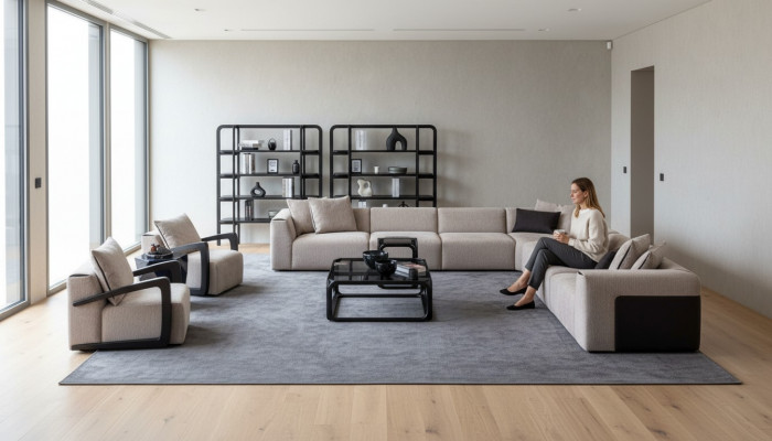 Luxus Sofa-Set Sëtzgrupp Wunnlandschaft L-Form Sofa Fauteuil Textil Nei