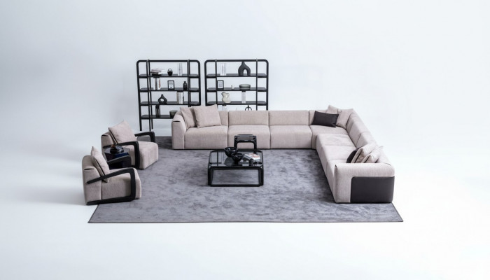 Luxus Sofa-Set Sëtzgrupp Wunnlandschaft L-Form Sofa Fauteuil Textil Nei