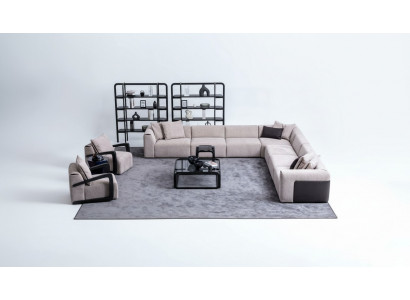 Luxus Sofa-Set Sëtzgrupp Wunnlandschaft L-Form Sofa Fauteuil Textil Nei
