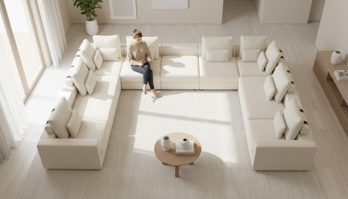 Eckcouch L Form Wunnzëmmer Canapé Stoff Miwwelen Design Modern Polstersofa