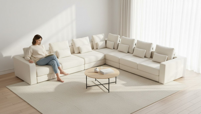 Sofa L-Form Luxus Polstersofa Wunnzëmmer Textil Nei Miwwelen Modern Canapé