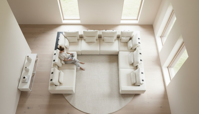 Textil U-Form Sofas Wunnzëmmer Design Wunnlandschaft Couchen Canapé
