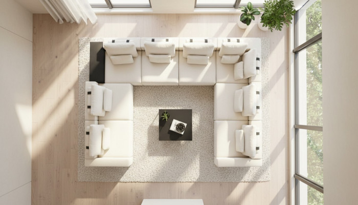 Textil U-Form Sofas Wunnzëmmer Design Wunnlandschaft Couchen Canapé