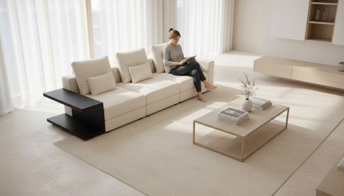 Wäiss Wunnzëmmer Kanapee Luxus Véiersëtzer Polstermöbel Modern Stilmiwwelen
