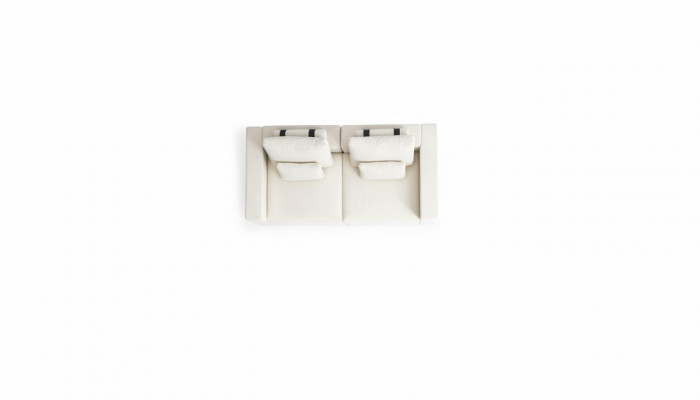 Wäisst Polstersofa Modern Couch Dräisëtzer Textiliwwel Holzgestell Nei