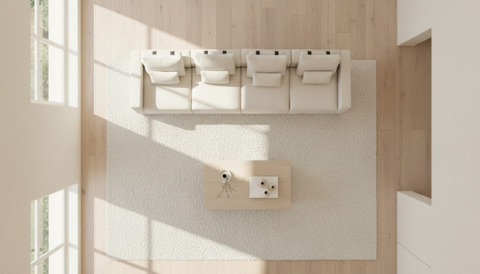 Wäiss sechs-Sëtz Luxus Textil Sofas Wunnzëmmer Modern Sëtzgrupp