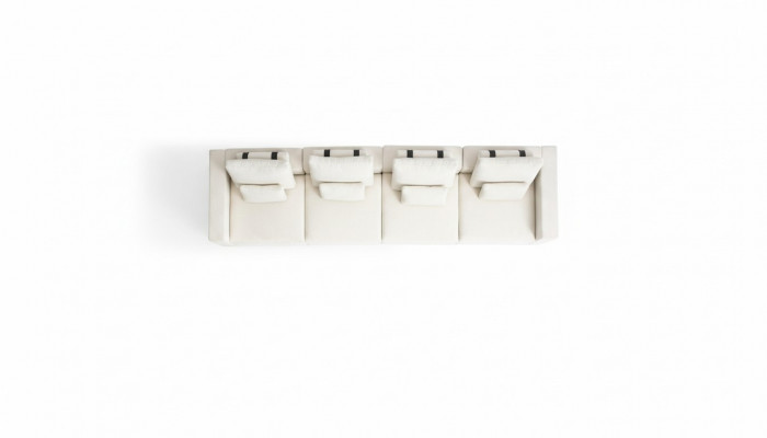 Wäiss sechs-Sëtz Luxus Textil Sofas Wunnzëmmer Modern Sëtzgrupp