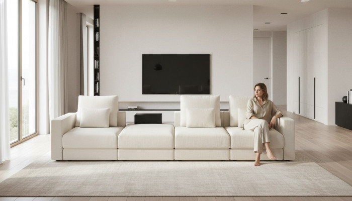 Sofa Wäisse Sechsseeter Wunnzëmmermiwwel Luxus Couchen Stoft Miwwel