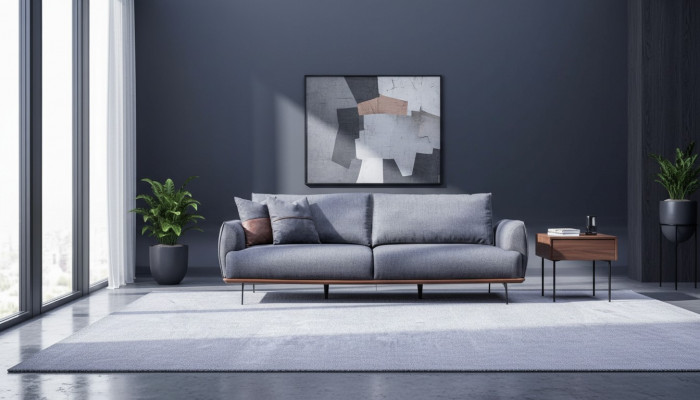 Gréi Sofapolster Modern Dräisëtzer Wunnzëmmer Textilsofa Luxus Nei