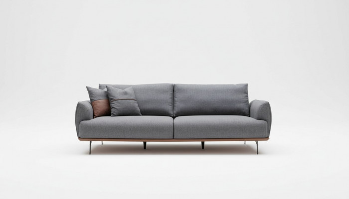 Gréi Sofapolster Modern Dräisëtzer Wunnzëmmer Textilsofa Luxus Nei