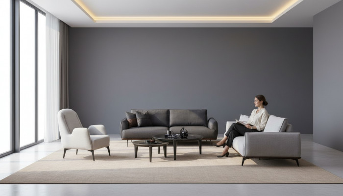Canapé-Set dräi-Sëtzer Fauteuil Set Design Modern Polstersofa Textil