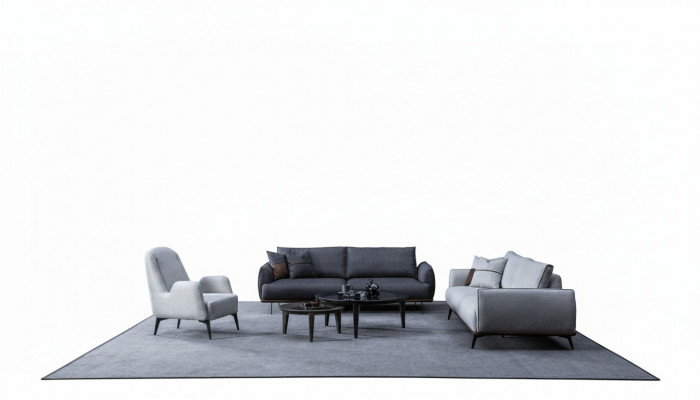 Canapé-Set dräi-Sëtzer Fauteuil Set Design Modern Polstersofa Textil