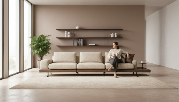 Sofa 4 Sëtzer Luxus Polstersofa Neit Design Textil Wunnzëmmer Modern