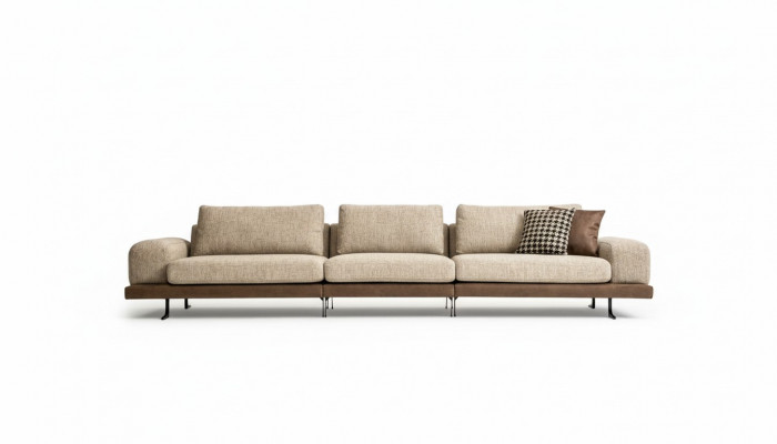 Beige Fënnefplaz Polstersofas Sofa Textil Couch Sitzmueble Wunnzëmmer
