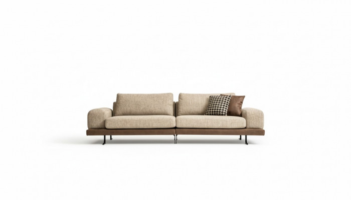 Beige Sofa Luxus Drësëtzer Moderne Stil Wunnzëmmer Couch Polstersaar.