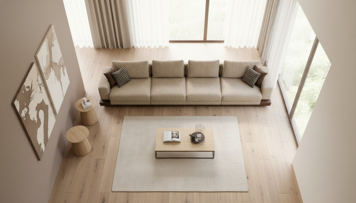 Grousst beige Sofa Polstermöbel Sechsplaze Designer Sëtzgrupp Textil