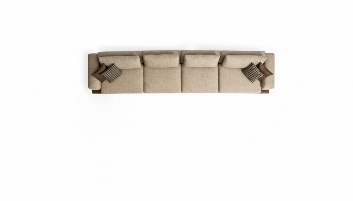 Grousst beige Sofa Polstermöbel Sechsplaze Designer Sëtzgrupp Textil