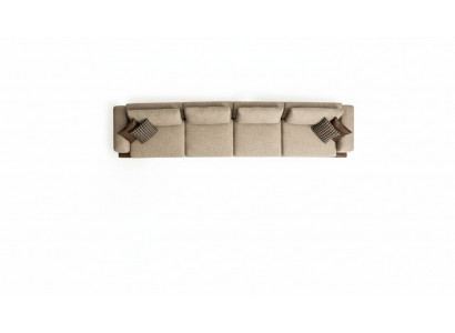 Grousst beige Sofa Polstermöbel Sechsplaze Designer Sëtzgrupp Textil